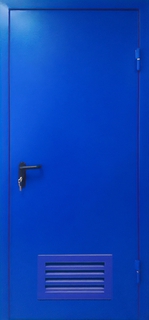 Одностворчатая огнестойкая дверь EI-60 с вентиляционной решеткой (RAL синего цвета)