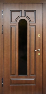 Остекленная входная дверь с терморазрывом и отделкой МДФ шпон с псевдофиленкой