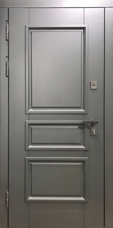 Металлическая дверь с терморазрывом (отделка МДФ RAL серый с багетом)