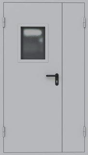 Полуторастворчатая огнестойкая дверь со стеклопакетом