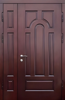 Полуторастворчатая стальная дверь с терморазрывом и влагостойкими панелями МДФ шпон