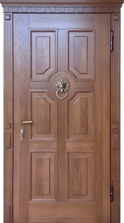 Металлическая термодверь МДФ шпон с кнокером и карнизом